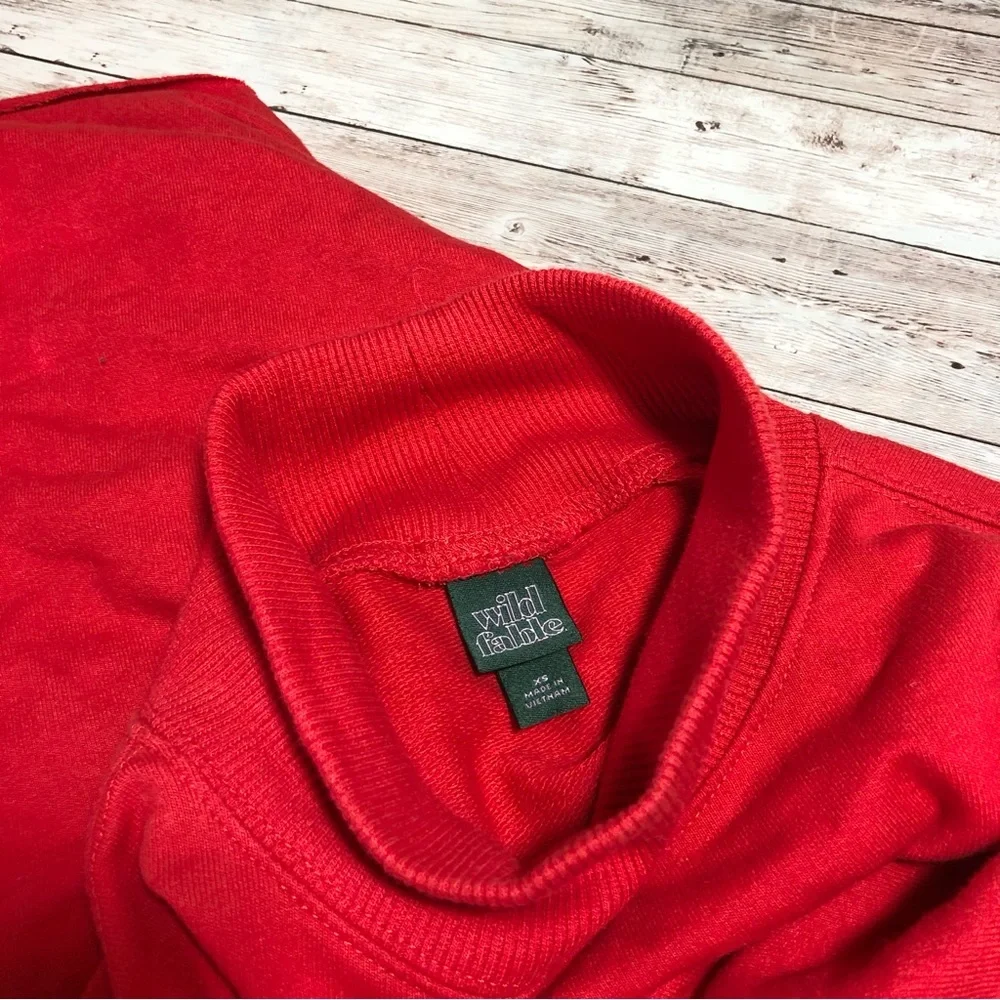Wild Fable Mock Turtleneck Cropped Sweatshirt Red Orange Size XS Winter Casual - Picture 2 of 2